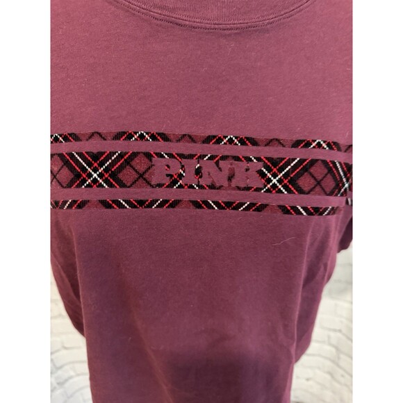 Victoria’s Secret PINK Shirt Short Sleeve Varsity Campus Plaid Top size Medium - Picture 3 of 7